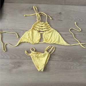 Frankie's Bikinis Yellow Crochet Bikini
